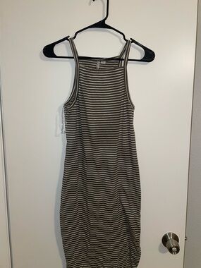 feathers Olive and White Striped Tank Midi Dress